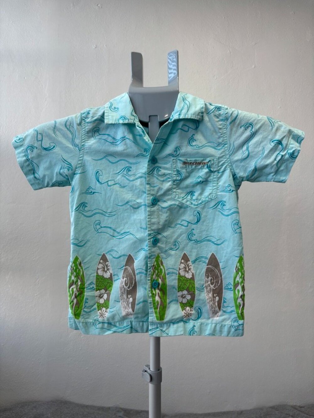 Skechers Toddler Boys Surfboard Wave Print Short Sleeve Button Down Shirt 3T